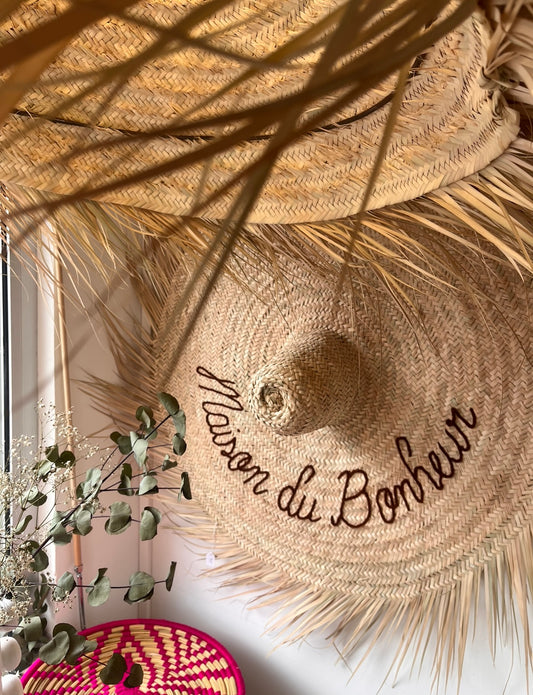 Chapeau de paille Marocain "MAISON DU BONHEUR"